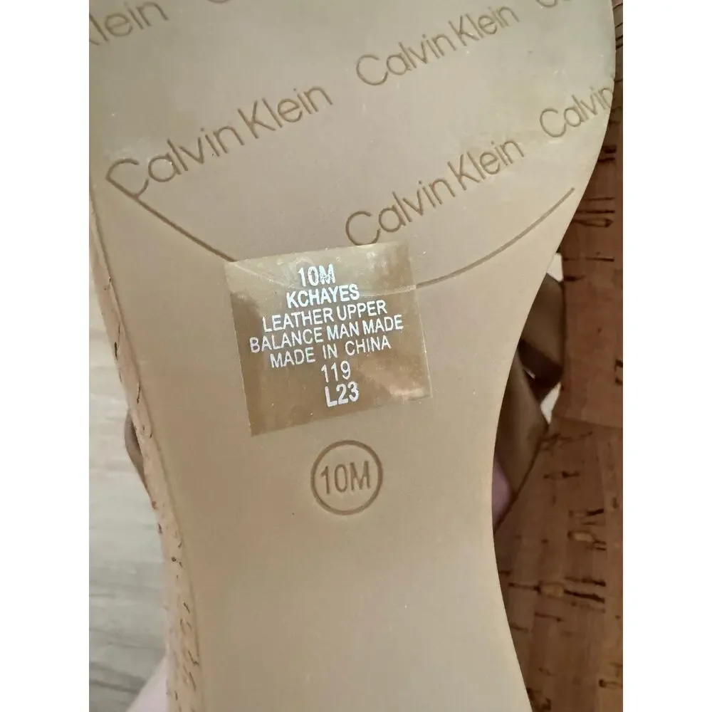 NWB! Calvin Klein Faux Leather Strappy Slide Sandals
